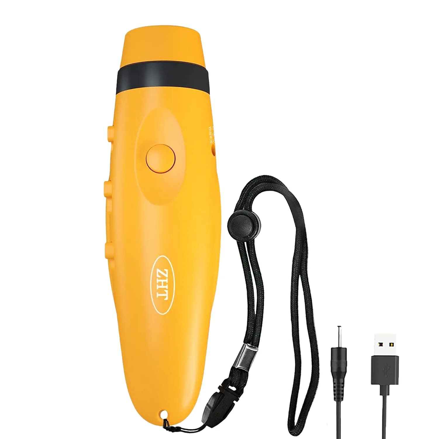 ZHT Electronic Whistle with USB Charging, 3-Tone 120dB, Yellow | Referee & Coach Loud Safety Whistle with Lanyard - main product image
