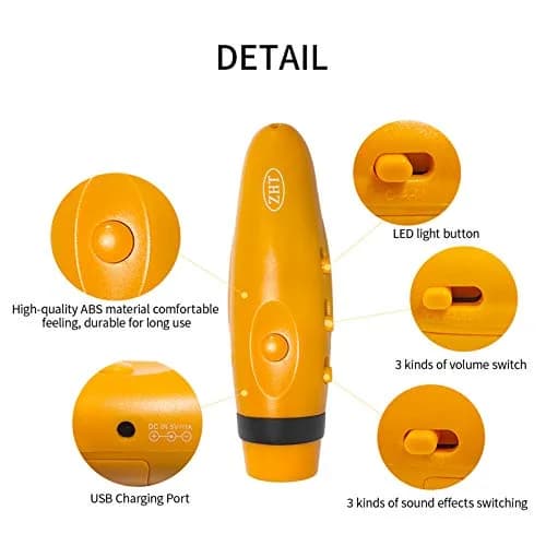 ZHT Electronic Whistle with USB Charging, 3-Tone 120dB, Yellow | Referee & Coach Loud Safety Whistle with Lanyard thumbnail 2
