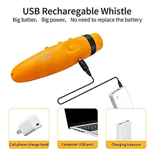 ZHT Electronic Whistle with USB Charging, 3-Tone 120dB, Yellow | Referee & Coach Loud Safety Whistle with Lanyard thumbnail 3