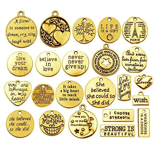 WOCRAFT Antique Gold 40pcs Inspirational Message Charms | Jewelry Making Supplies thumbnail 1