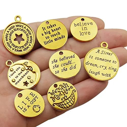 WOCRAFT Antique Gold 40pcs Inspirational Message Charms | Jewelry Making Supplies thumbnail 2