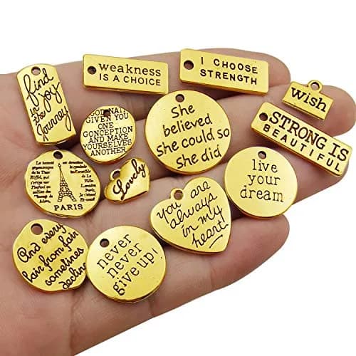 WOCRAFT Antique Gold 40pcs Inspirational Message Charms | Jewelry Making Supplies thumbnail 3