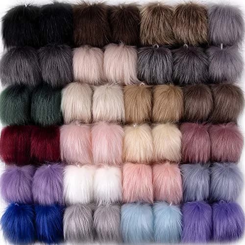 SIQUK Faux Fur Pom Pom Balls 10 cm | 23 Bright Colors for Craft & Decoration thumbnail 1