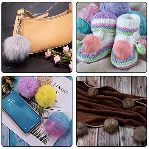 SIQUK Faux Fur Pom Pom Balls 10 cm | 23 Bright Colors for Craft & Decoration thumbnail 5