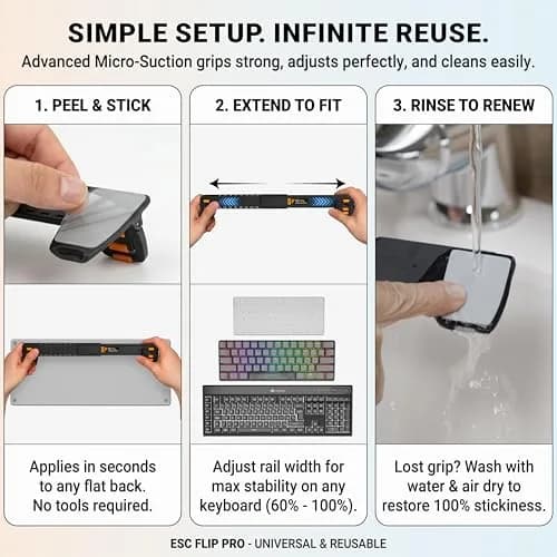 GPG2 ESC Flip PRO Keyboard Stand for Desk – Extendable Width, 4 Adjustable Angles, Compatible with Apple Magic Keyboard & Full-Size Models thumbnail 4