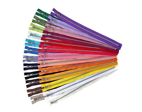 Craftbot Metal Zippers - 25 Assorted Color Pack - Silver Aluminum Zips - 8 inch Zips thumbnail 2