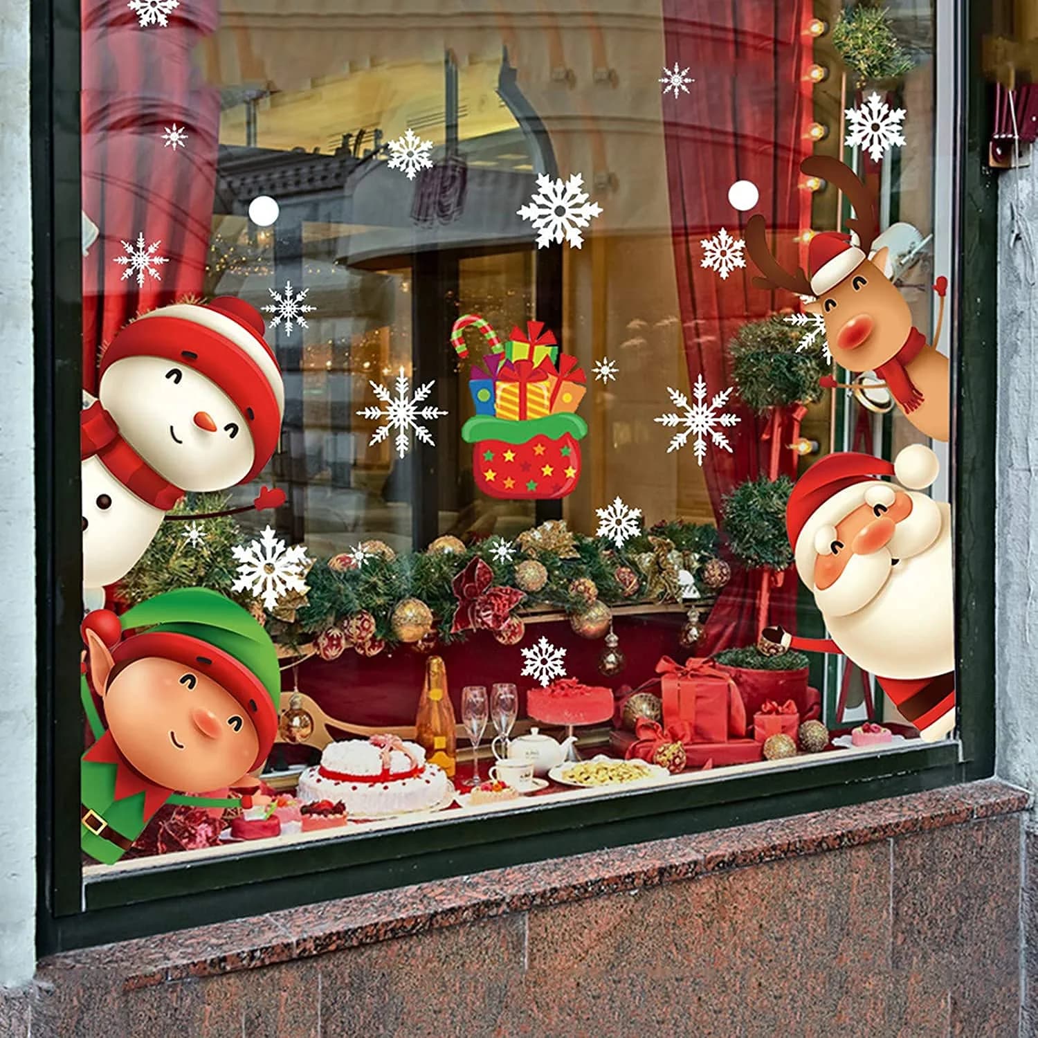 XIMISHOP 82PCS Christmas Snowflake Window Clings Stickers for Glass | Indoor Holiday Snowflake Decals — White