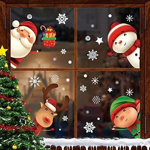 XIMISHOP 82PCS Christmas Snowflake Window Clings Stickers for Glass | Indoor Holiday Snowflake Decals thumbnail 6