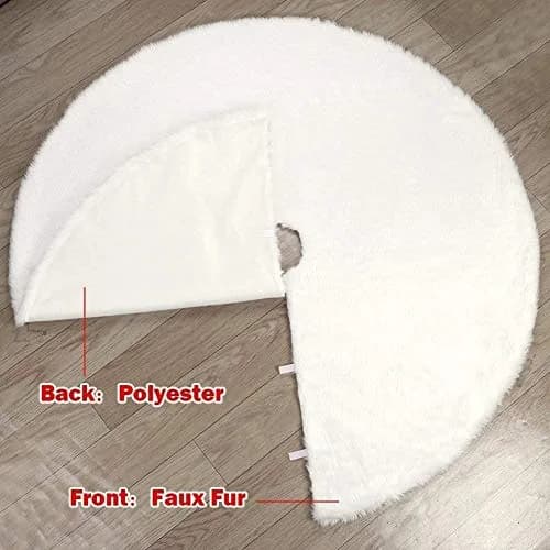 yuboo White Fluffy Fur Christmas Tree Skirt 76cm (30 inches) | Soft Faux Fur Rug for 4ft Slim Trees thumbnail 3