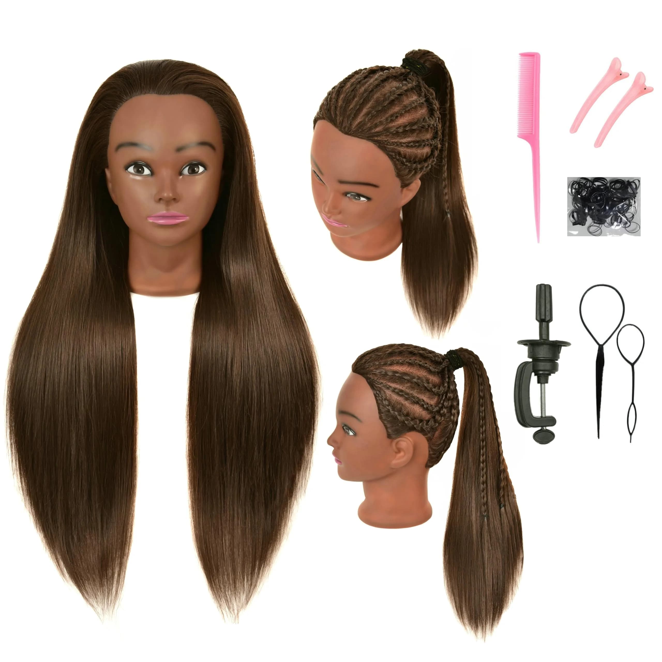 RYHAIR 30 Inch 80% Human Hair Mannequin Head for Styling & Practice | Brown Straight