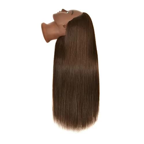 RYHAIR 30 Inch 80% Human Hair Mannequin Head for Styling & Practice | Brown Straight thumbnail 5