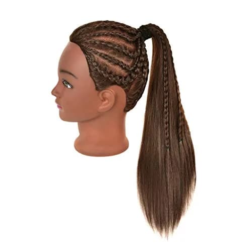 RYHAIR 30 Inch 80% Human Hair Mannequin Head for Styling & Practice | Brown Straight thumbnail 2
