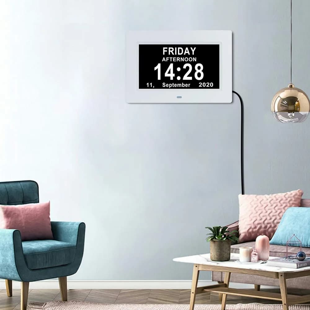 ybest 7-Inch Digital Day Calendar Clock 17.5cm (7.1 inch) | Clear Display & 12 Alarms for Seniors - view 5