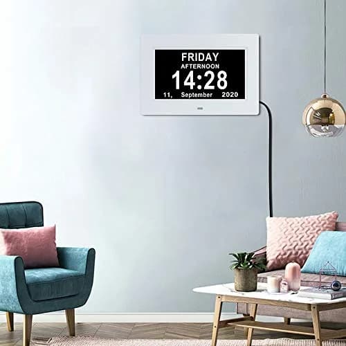 ybest 7-Inch Digital Day Calendar Clock 17.5cm (7.1 inch) | Clear Display & 12 Alarms for Seniors thumbnail 5