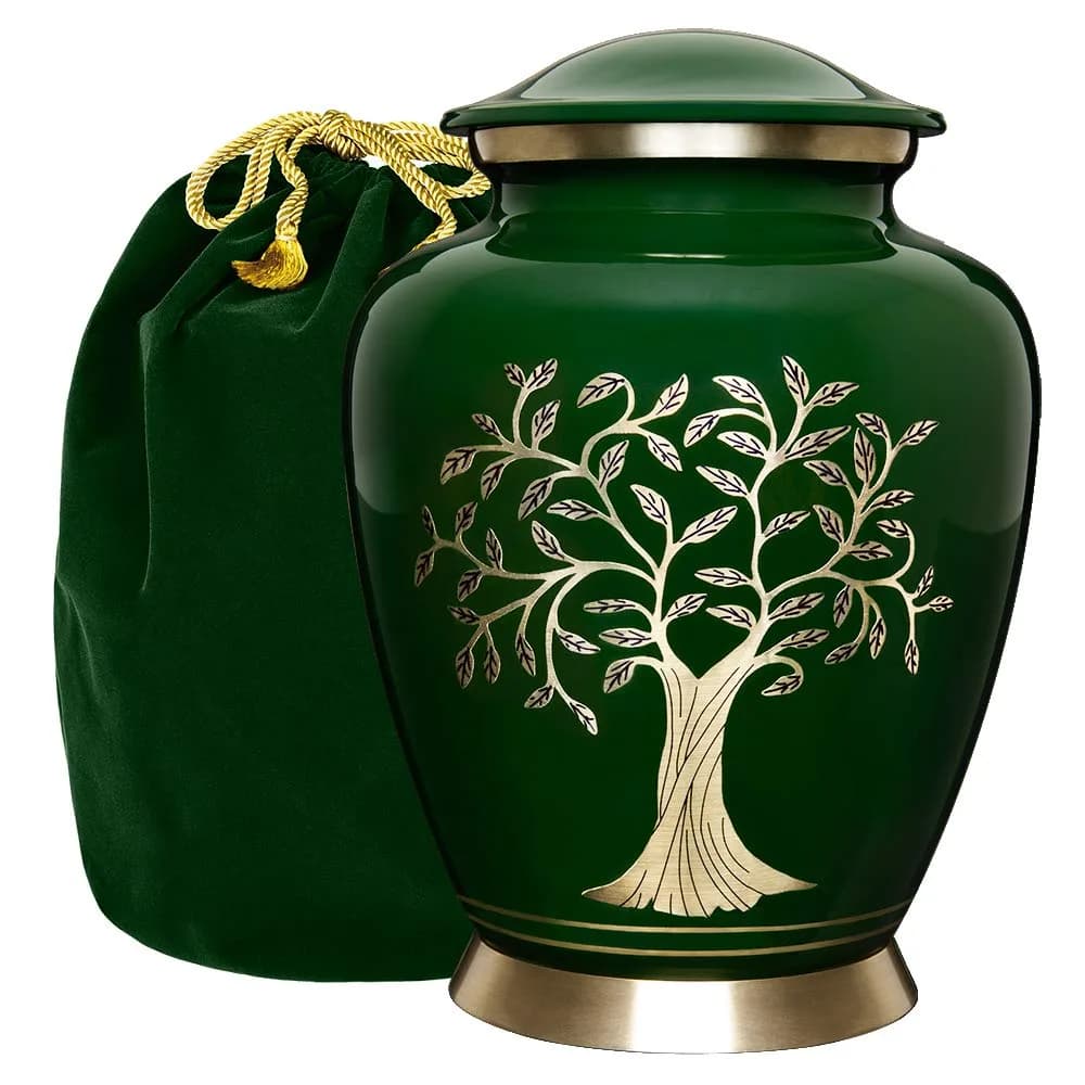 Trupoint Memorials Cremation Urns Tree of Life Large Dark Green | Handcrafted Aluminum Memorial