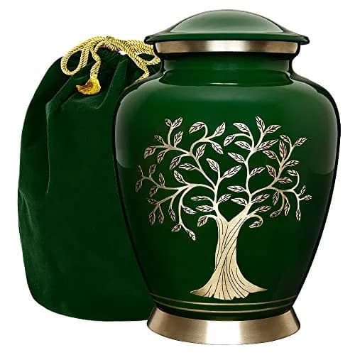 Trupoint Memorials Cremation Urns Tree of Life Large Dark Green | Handcrafted Aluminum Memorial thumbnail 1