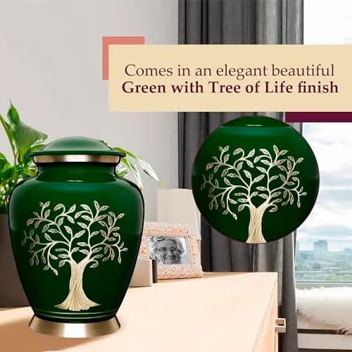 Trupoint Memorials Cremation Urns Tree of Life Large Dark Green | Handcrafted Aluminum Memorial thumbnail 6