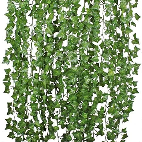 Deehome Silk Artificial Ivy Hanging Grass Creepers Set of 12 | 180 cm (6 Ft) Long, Green thumbnail 1