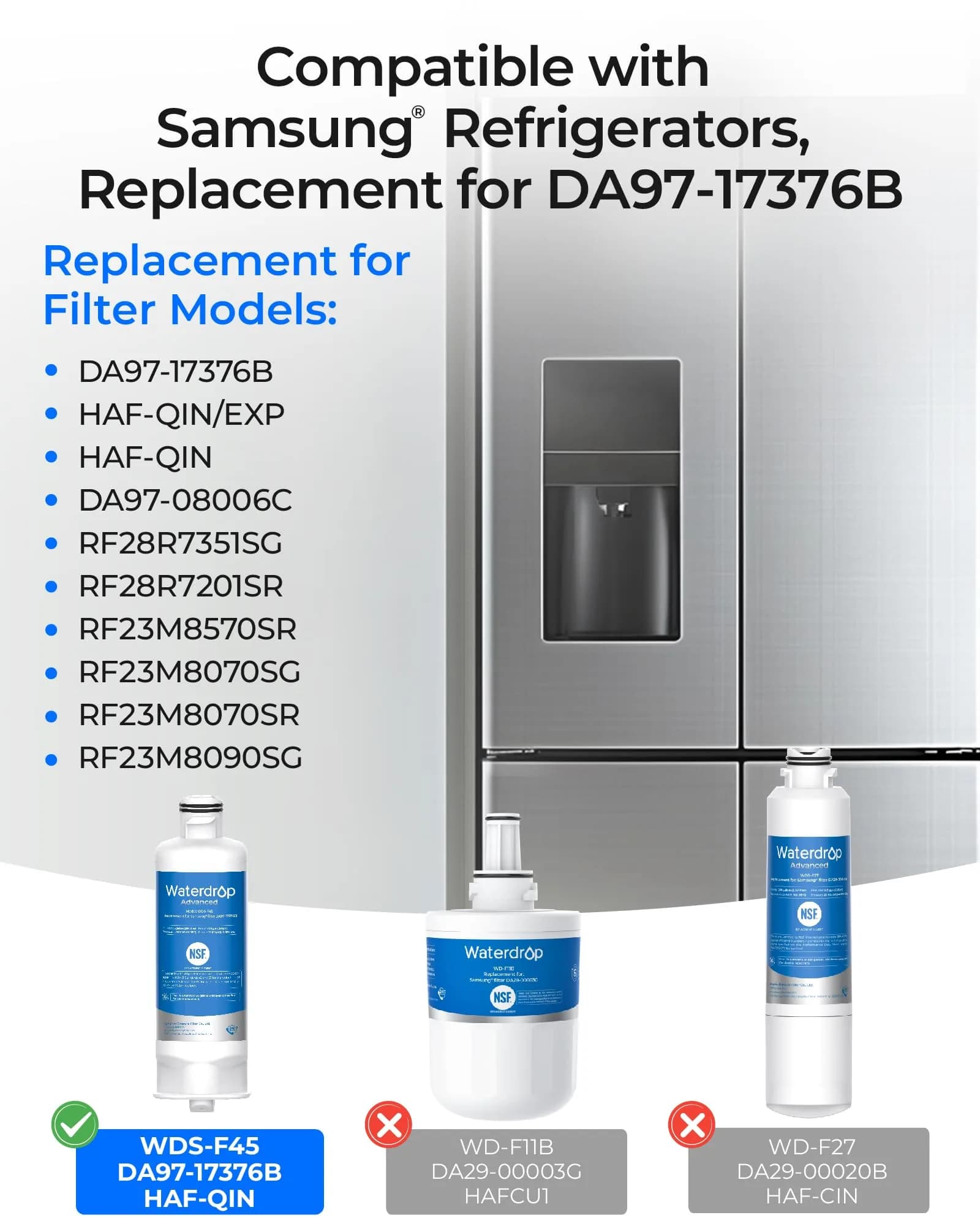 Waterdrop WD-F45 Heavy Metals Removal (Pro) Water Filter Replacement for Samsung DA97-17376B, 1 Count - view 2