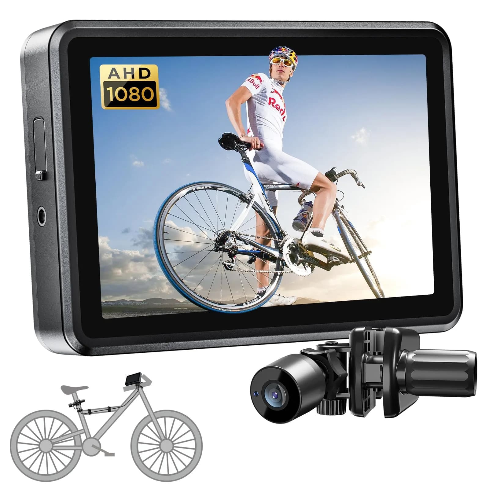 FEISIKE 4.3" IPS Bike Camera Rear View Monitor with 3X Zoom & 145° Wide Angle | Real-Time Traffic Monitoring — mirror