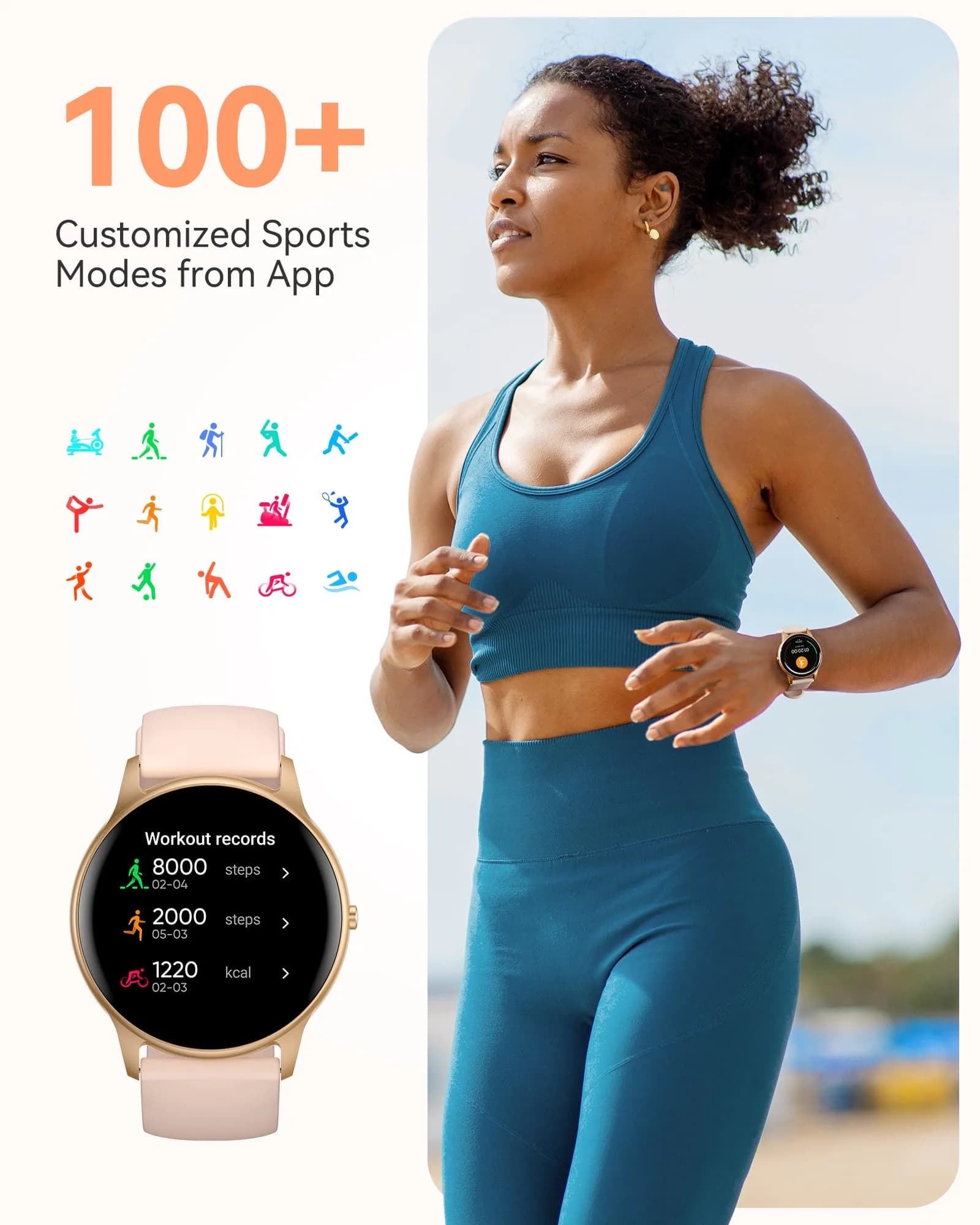 AGPTEK LW11 Smart Watch for Women | 50m Waterproof, 1.3" Display, 100+ Sports Modes - view 5