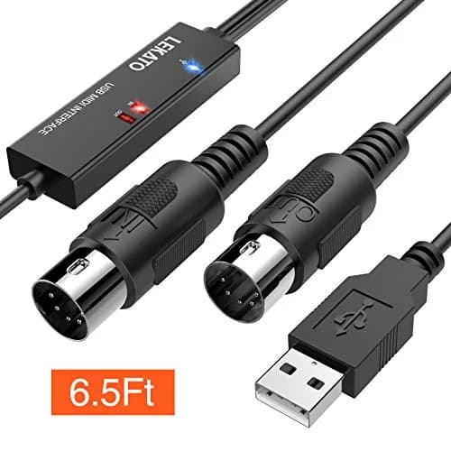 LEKATO USB MIDI Cable 2m (6.5ft) with 16-Channel Input/Output Indicators | Plug & Play MIDI to USB Keyboard Controller for Windows/Mac thumbnail 8