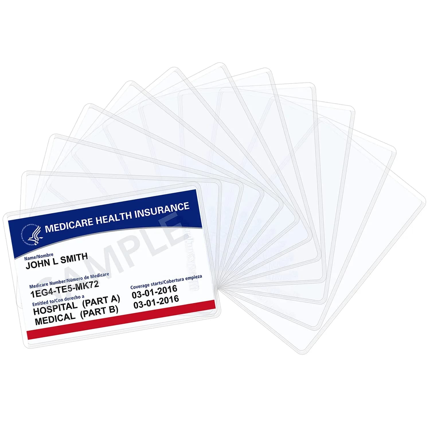 Wisdompro 20 Pack Card Document Sleeves | Clear PVC Wallet Protectors for Medicare & ID Cards