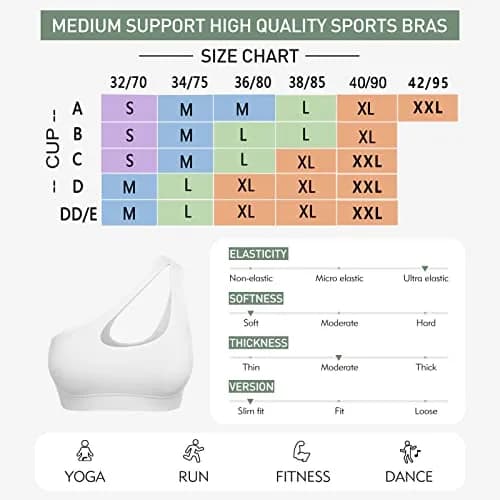 Sykooria Womens One Shoulder Sports Bra Medium Support White | Breathable & Soft Fabric thumbnail 6