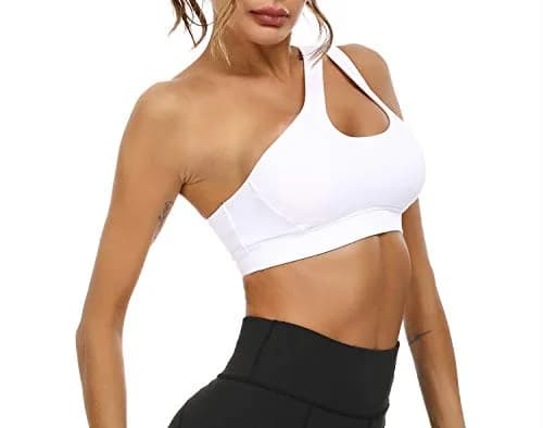 Sykooria Womens One Shoulder Sports Bra Medium Support White | Breathable & Soft Fabric thumbnail 8