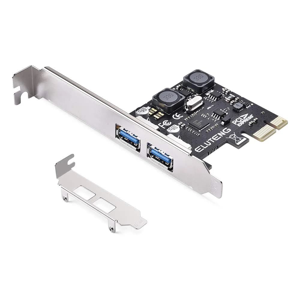 ELUTENG 2Port PCIE USB 3.2 GEN1 Expansion Card 5Gbps with Heatsink | Dual USB-C Ports, PCIe X4/X8/X16 Compatible - main product image