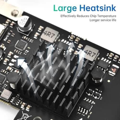 ELUTENG 2Port PCIE USB 3.2 GEN1 Expansion Card 5Gbps with Heatsink | Dual USB-C Ports, PCIe X4/X8/X16 Compatible thumbnail 3