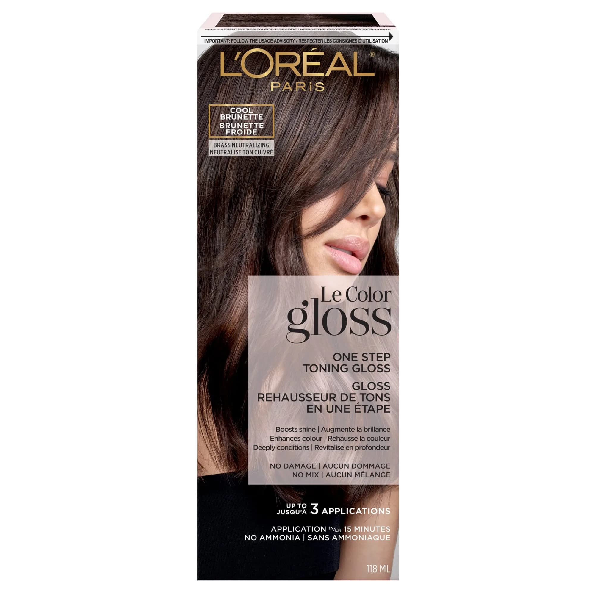 L'Oreal Paris Le Color Gloss One Step Toning Gloss 4 Fl Oz | In-Shower Gray Hair Toner with Deep Conditioning — Cool Brunette