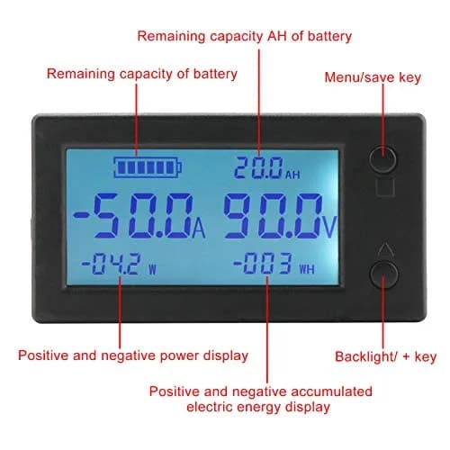DROK Battery Monitor, Amp Volt Power Watt Meter DC 0-300V 200A | Digital Voltage & Current Meter with Hall Sensor thumbnail 2