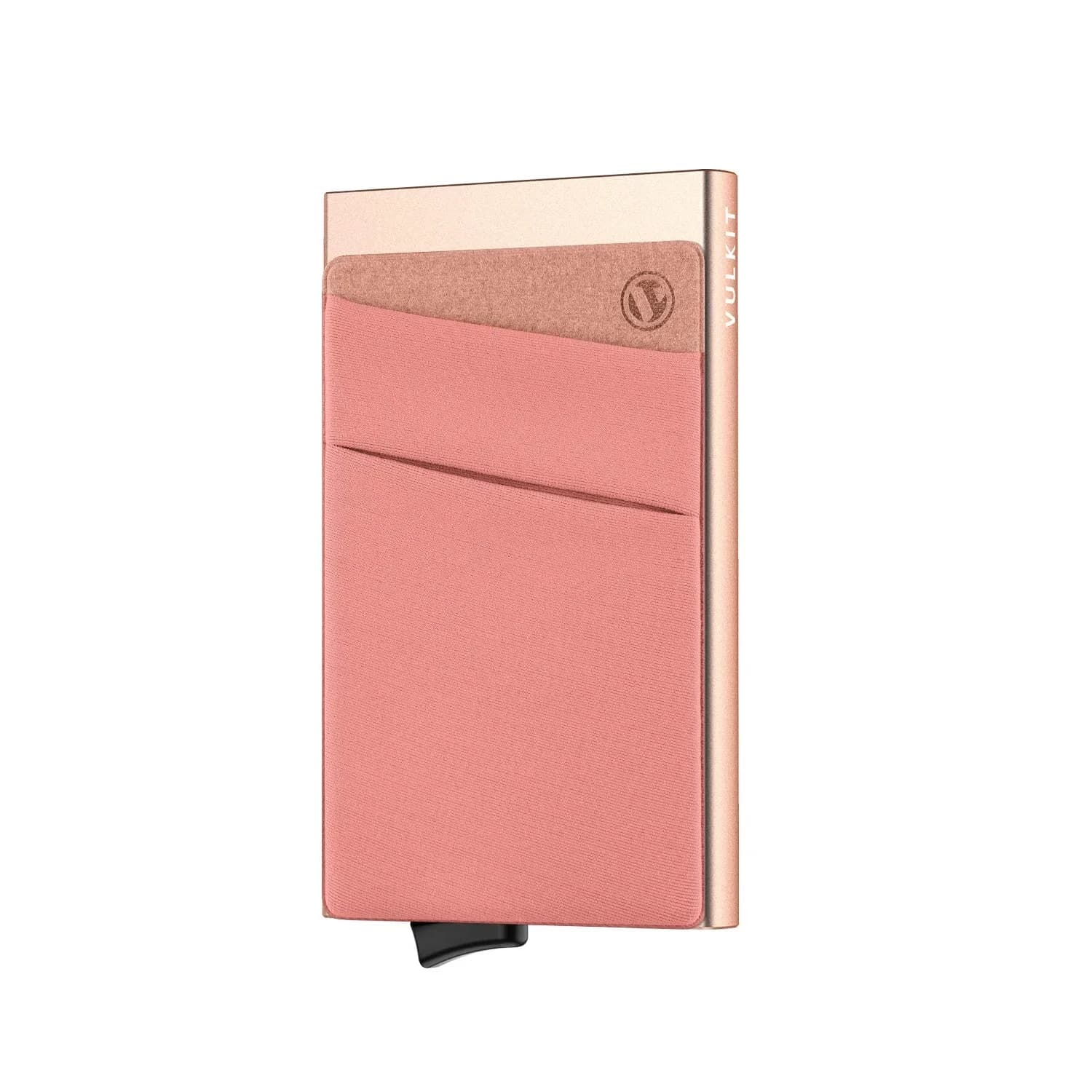 VULKIT Blue Pop Up Card Holder Wallet with Money Pocket | RFID Blocking Slim Metal Bank Card Case for 5-9 Cards — Champagne