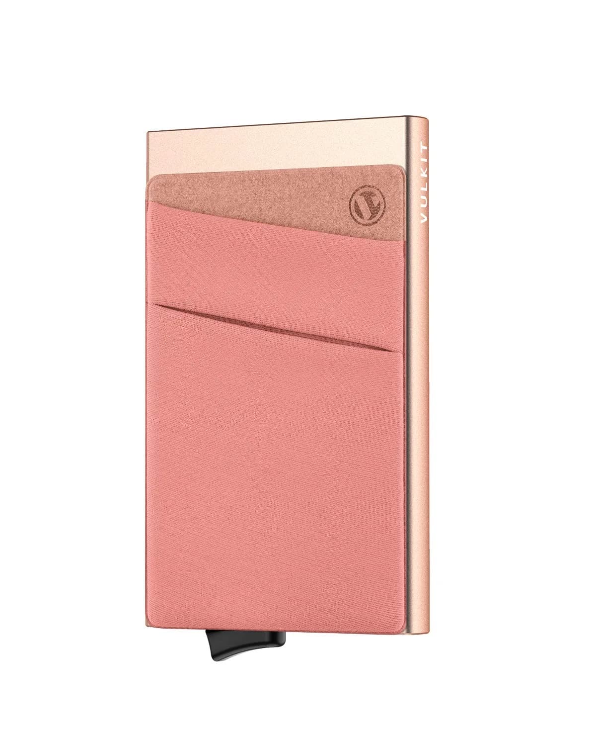 VULKIT Champagne Pop Up Card Holder Wallet with Money Pocket | RFID Blocking Slim Metal Bank Card Case for 5-9 Cards - main product image