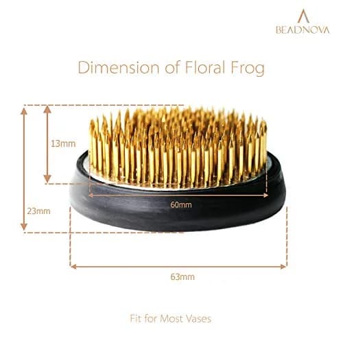 BEADNOVA Brass Flower Frog Kenzan 60mm (2.4 Inch) with Rubber Gasket | 169 Pins for Ikebana Arrangements thumbnail 2