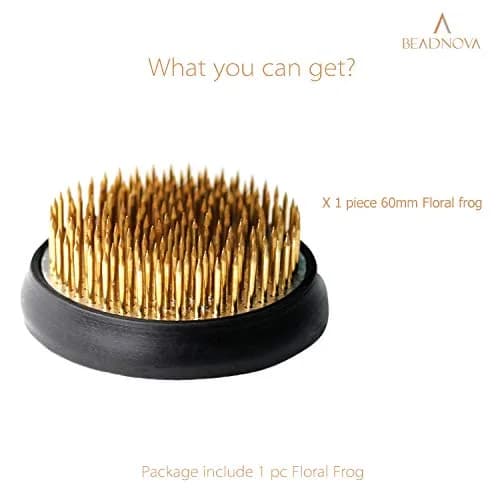 BEADNOVA Brass Flower Frog Kenzan 60mm (2.4 Inch) with Rubber Gasket | 169 Pins for Ikebana Arrangements thumbnail 3