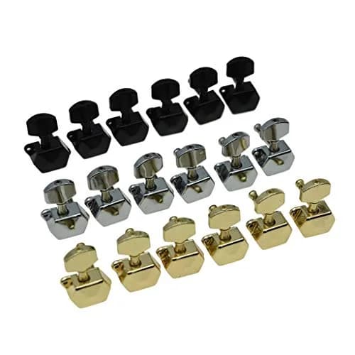 KAISH 6 Inline Semi-Closed Guitar Tuning Keys Pegs Chrome | 8mm Post Hole thumbnail 8