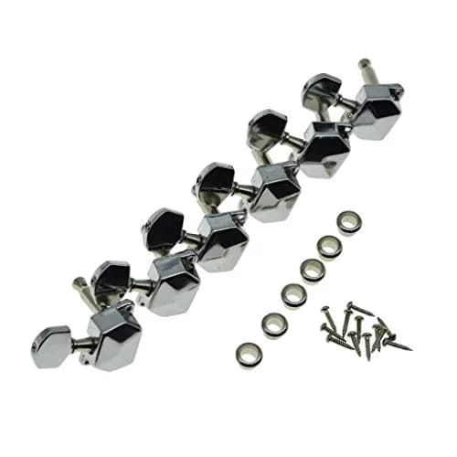 KAISH 6 Inline Semi-Closed Guitar Tuning Keys Pegs Chrome | 8mm Post Hole thumbnail 3