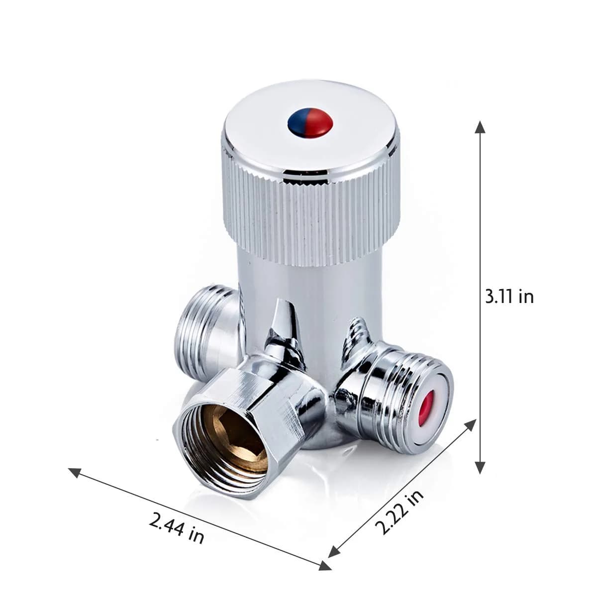 Fyeer Solid Brass DN15 1/2" Hot and Cold Water Mixing Valve | Chrome Plated - view 2