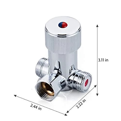 Fyeer Solid Brass DN15 1/2" Hot and Cold Water Mixing Valve | Chrome Plated thumbnail 2