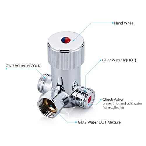 Fyeer Solid Brass DN15 1/2" Hot and Cold Water Mixing Valve | Chrome Plated thumbnail 3