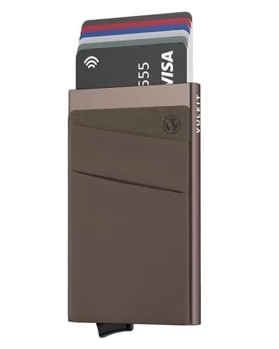 VULKIT Card Holder with Money Pocket | Slim RFID Blocking Metal Wallet for Men (Nickle Grey) thumbnail 1