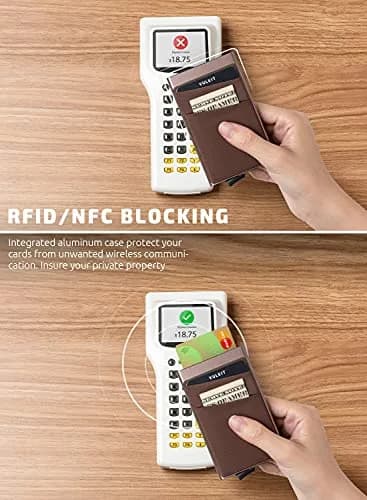 VULKIT Card Holder with Money Pocket | Slim RFID Blocking Metal Wallet for Men (Nickle Grey) thumbnail 3