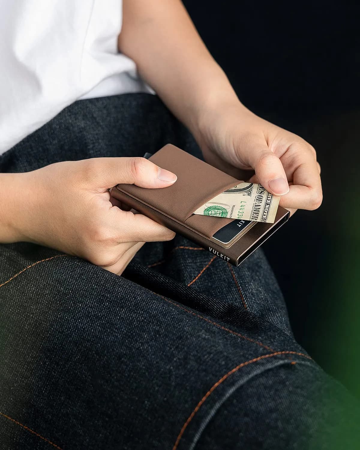 VULKIT Nickle Grey Pop Up Card Holder Wallet with Money Pocket & RFID Blocking - view 4