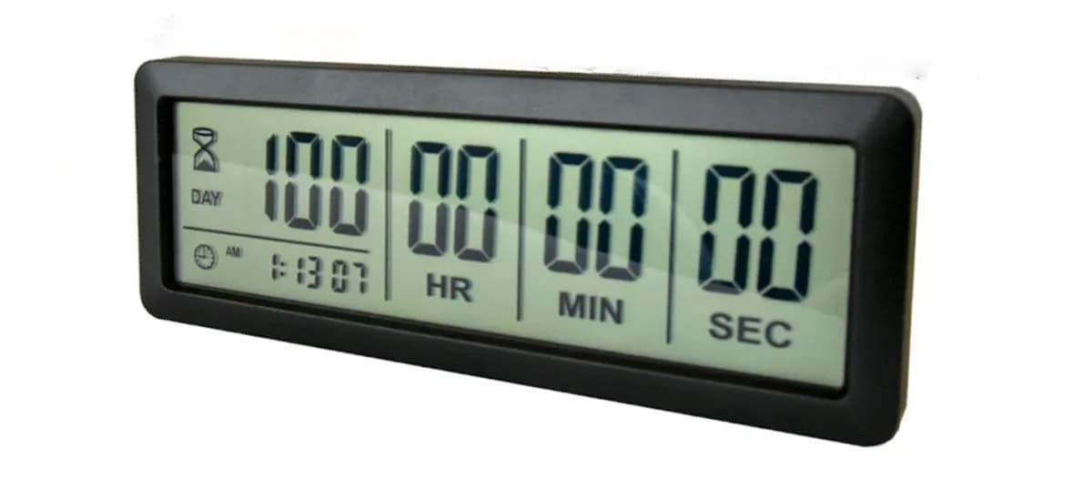 MOVEHI Digital Countdown Clock Timer 999 Days | Magnetic Backing for Events — Black