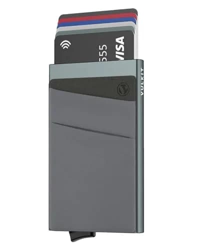 VULKIT Card Holder with Money Pocket | Slim RFID Blocking Metal Wallet (Space Grey, 5 Cards) thumbnail 1