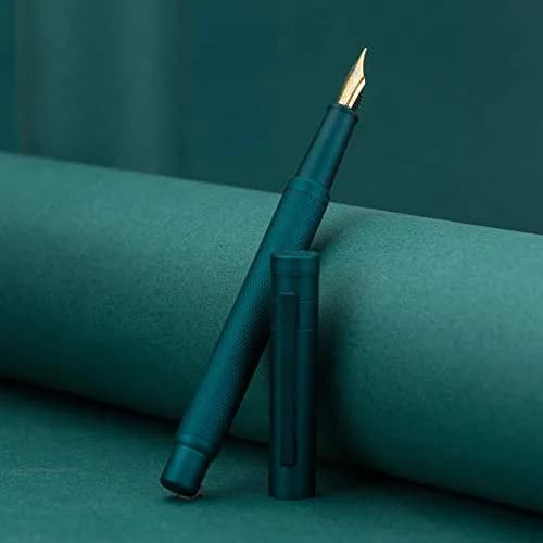 Asvine Dark Green Forest Fountain Pen Fine Nib Classic Design with Converter and Metal Pen Case Set | Smooth Ink Flow Writing Instrument thumbnail 2
