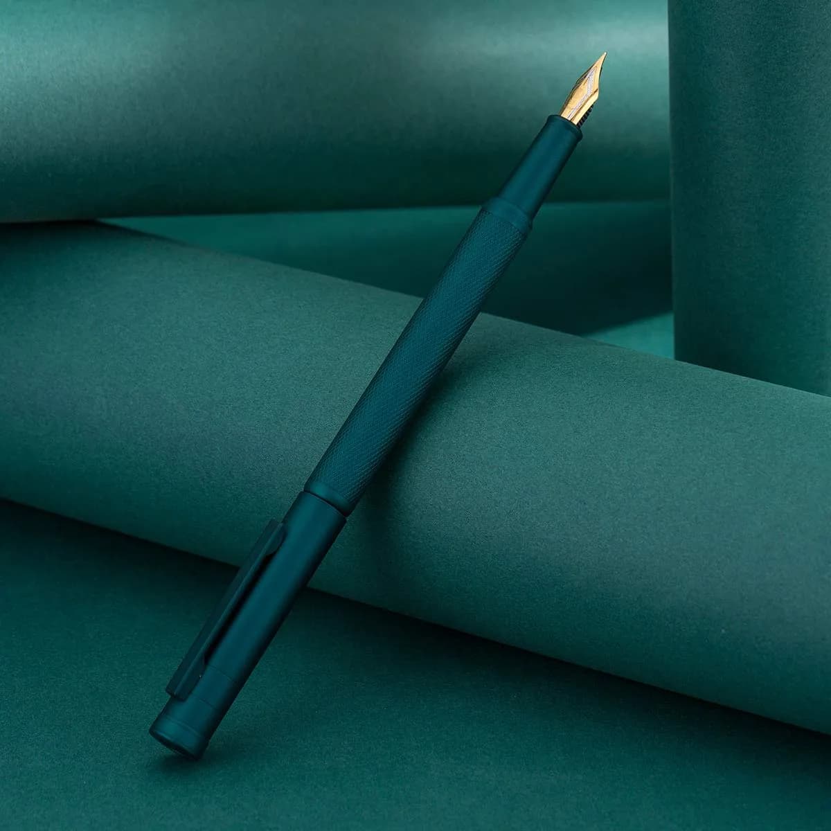 Asvine Dark Green Forest Fountain Pen Fine Nib Classic Design with Converter and Metal Pen Case Set | Smooth Ink Flow Writing Instrument - view 3