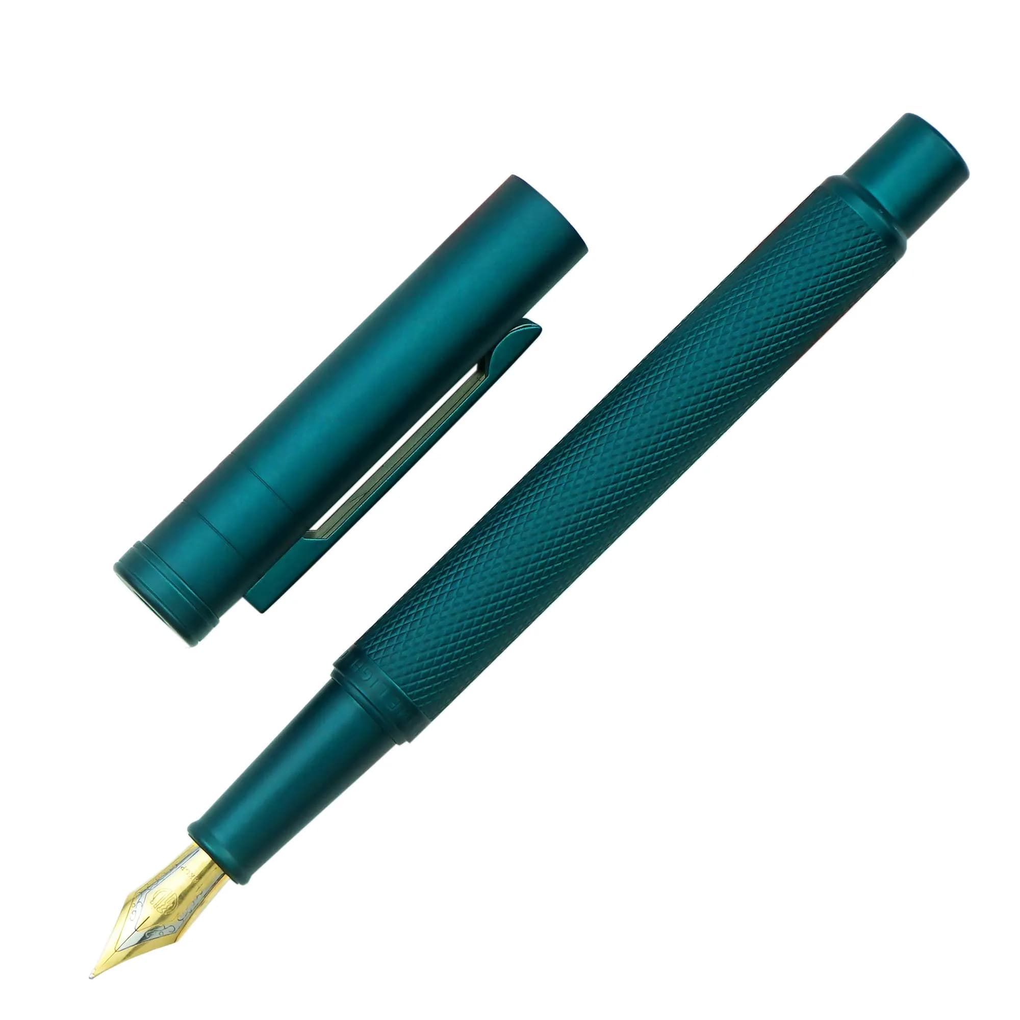 Asvine Dark Green Forest Fountain Pen Extra Fine Nib Classic Design with Converter and Metal Pen Case Set | Smooth Ink Flow Writing Instrument - main product image